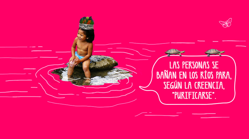 Durante la fiesta de San Juan, hombres y mujeres se bañan en el río bajo la creencia de que a través del agua, obtendrán felicidad y salud durante el año. Esta acción es conocida como el “baño bendito”. 